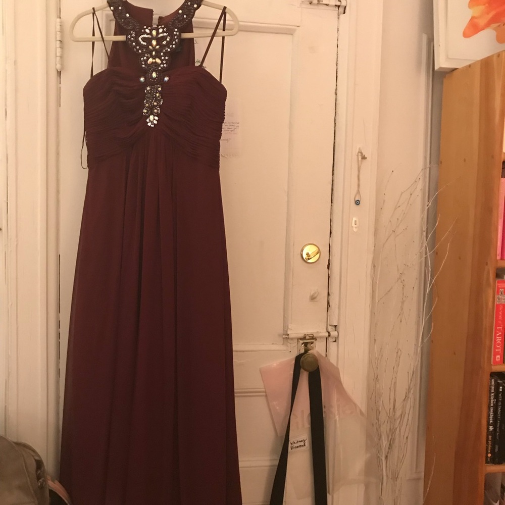 Maroon Cachet floor length gown with embellishment